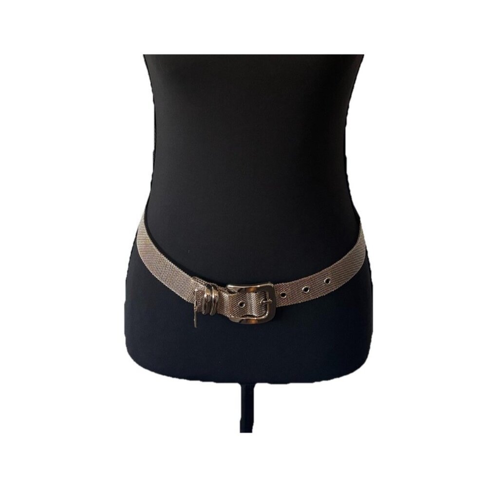 Women’s Silver‎ Mesh Belt Long Boho Hippie Mod Retro Y2K Grunge